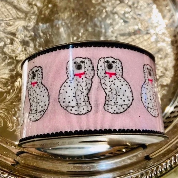 Ribbon Boutique Other - N13-New Chinoiserie Pink & White Staffordshire Dogs French Wired Ribbon